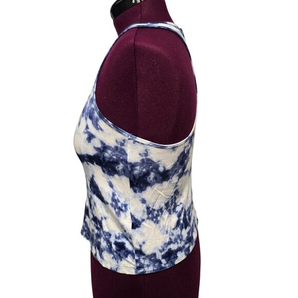 Women's Hollister Blue Tie-Dye Cutout Back Crop Tank Top | Size Small - Picture 2 of 9